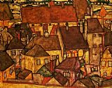 Egon Schiele Yellow City painting